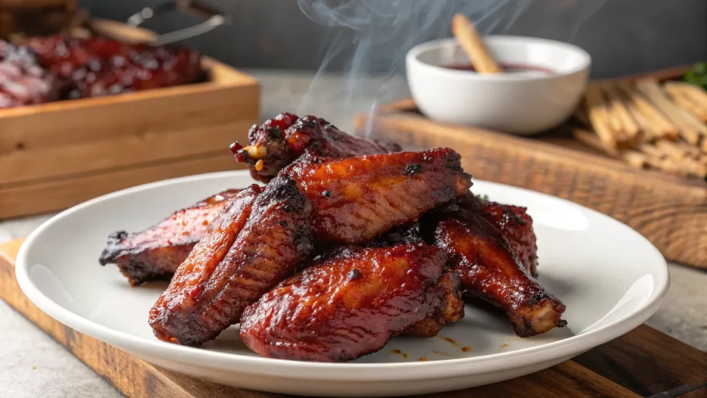 Smoked wings, perfect for reheating in a crockpot, ready to be served