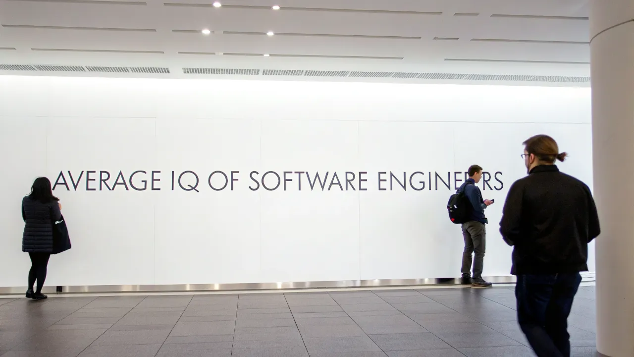 Wall displaying the phrase 'Average IQ of Software Engineers.