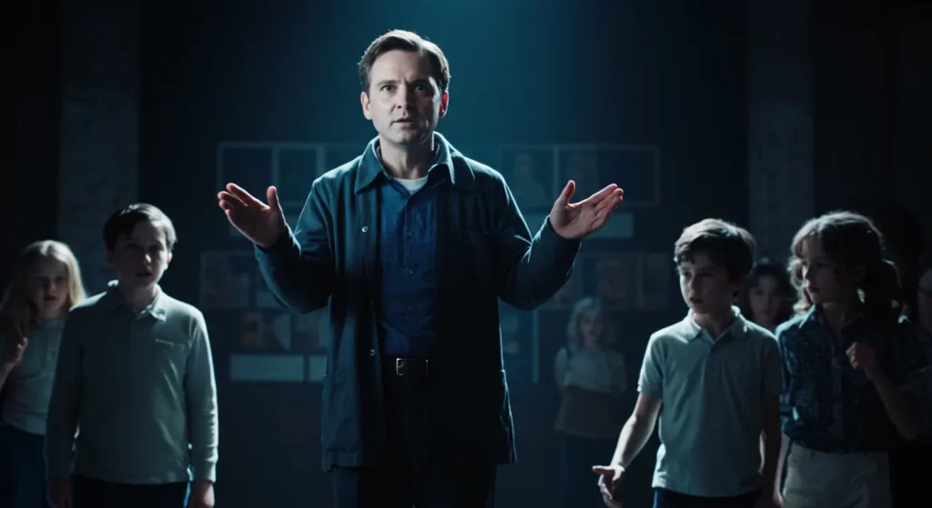 Man in front of children, appearing to be teaching or directing