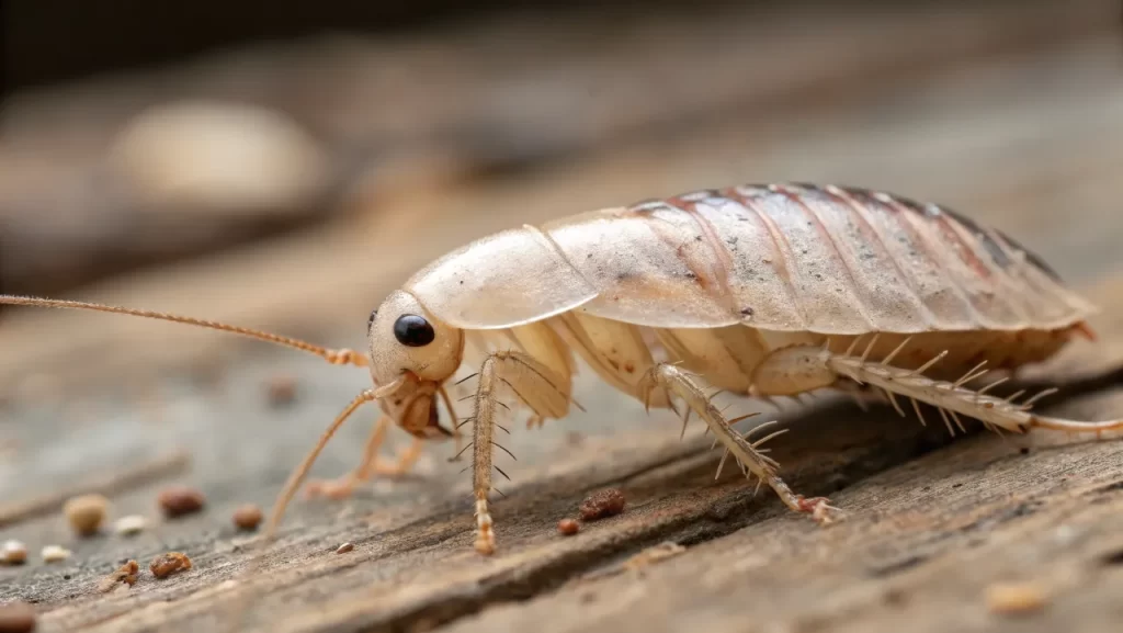 Another close-up of a baby cockroach with detailed features