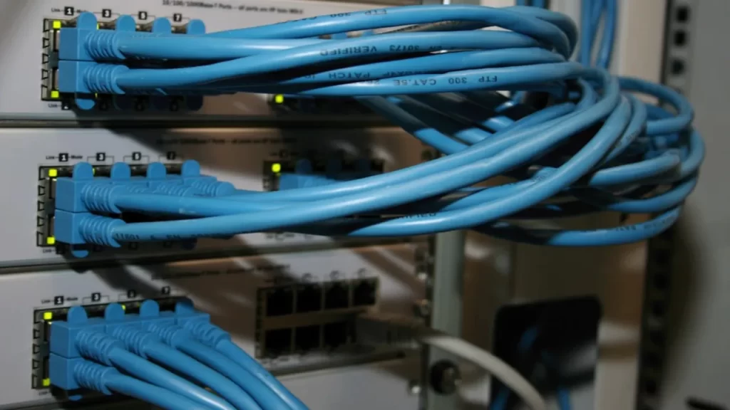 Network cables connected to server