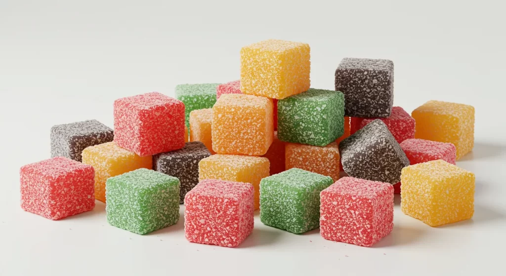 Assorted fruit-flavored Candizi gummy cubes