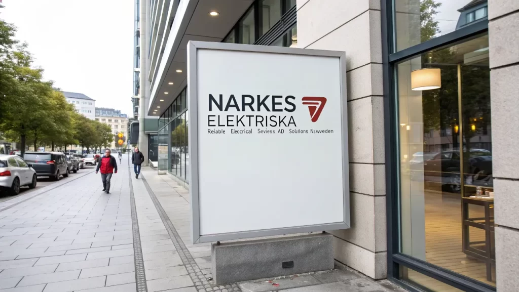 Närkes Elektriska outdoor sign on a building